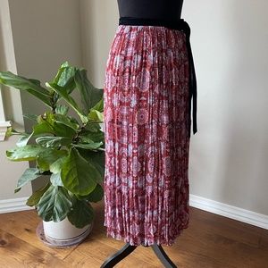 Ne Quittez Pas XS pleated wrap full circle skirt in red floral print